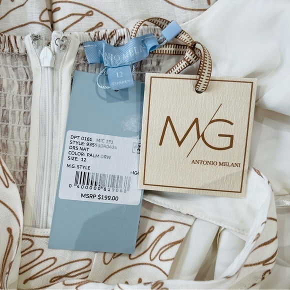 Antonio Melani x M.G. Style Nat Palm Drawing Print Linen Mini Dress NWT $199 - Picture 13 of 14